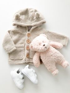 Babystyling teddytakki vauvalle ja Moonie uninalle pink noise kohinalla PikkuVanilja