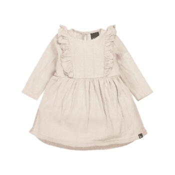 Babystyling kaunis vauvan mekko Ruffle Dress, sävy Sand Todella kaunis ja keveä mekko, jonka edessä on suloiset röyhelöt.