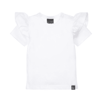 Babystyling Ruffle t-paita röyhelöillä White