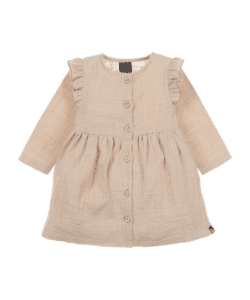Babystyling mekko Button Dress Linnen Almond