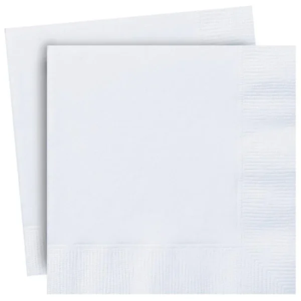 Valkoinen servetti, suuri Klassiset, valkoiset lautasliinat.