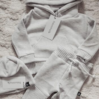 Babystyling rib-neulos huppari, Sand, ihana setti