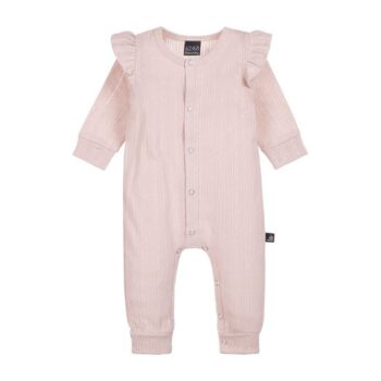 Babystylingin ihana Ruffle Pointelle potkupuku vauvalle, sävyssä Rose.