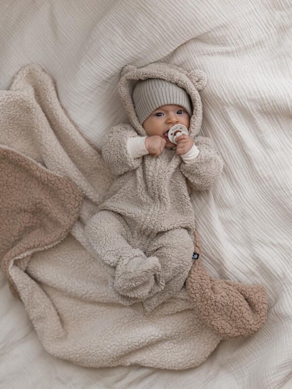 Babystyling ihanan pehmeä teddy haalari, sävyssä Sand!