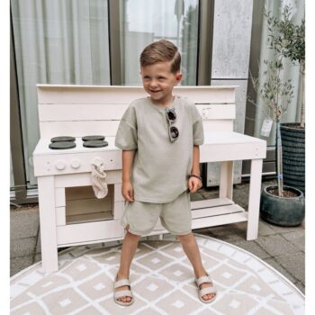 Babystyling Soft Wafel t-paita ja shortsit, Dark Green